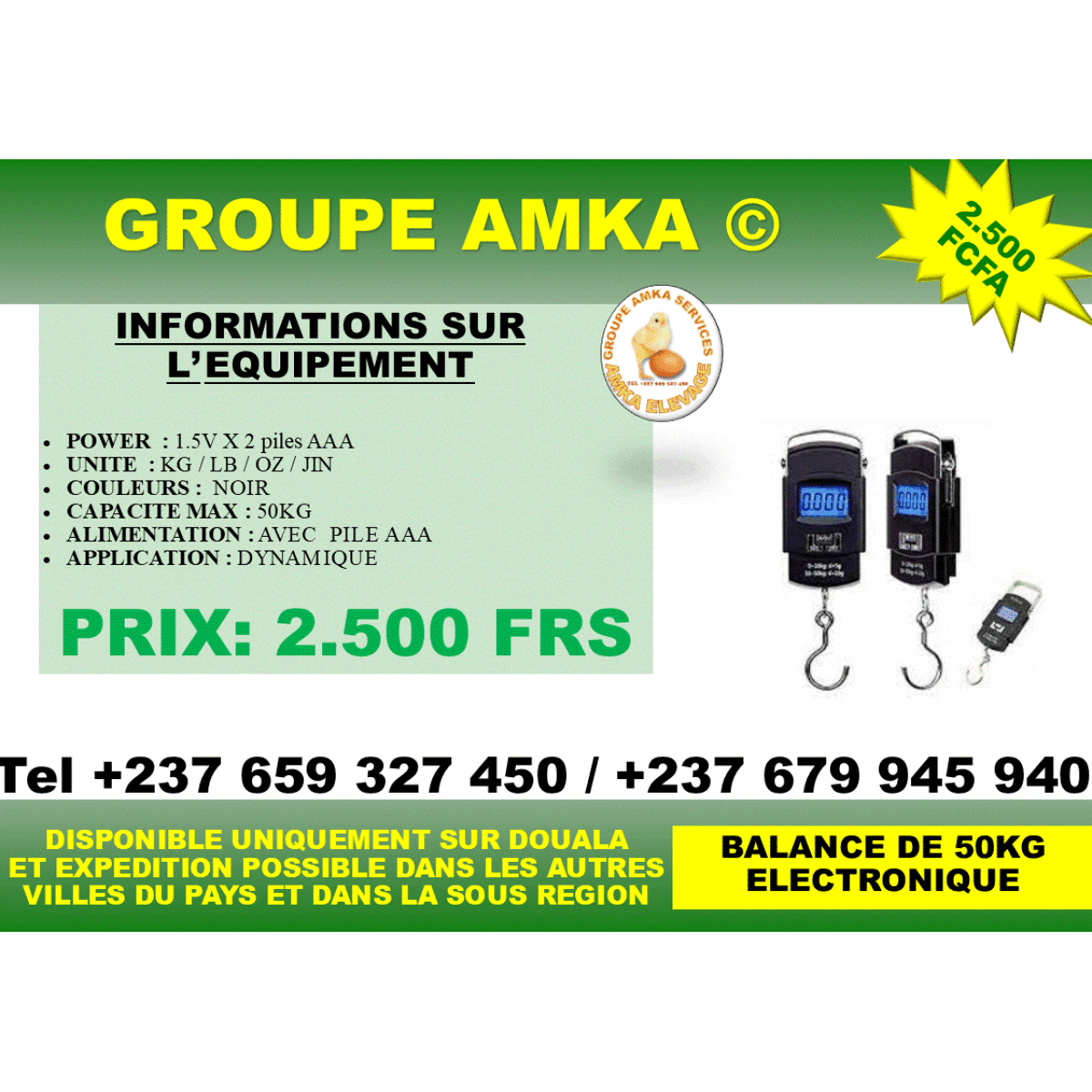 Acheter et Commander BALANCE DE 50KG ELECTRONIQUE à vendre au Cameroun